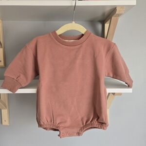 Organic Cotton Rust Baby Romper - 3-6M